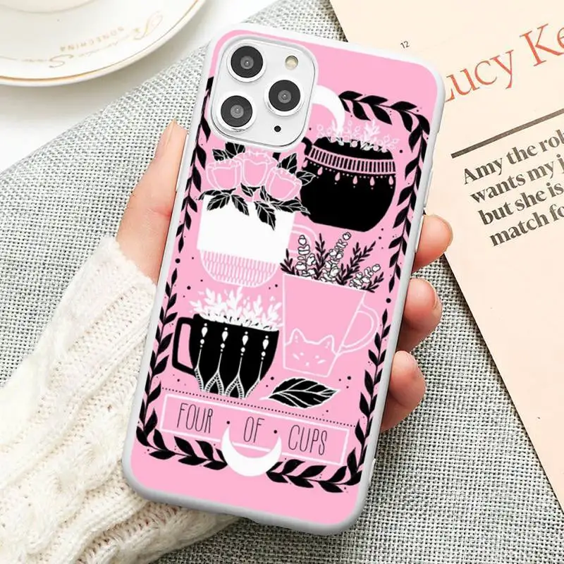 

Pink Witches moon Tarot Mystery totem Phone Case Candy Color for iPhone 6 6S 7 8 11 12 XS X SE 2020 XR mini pro Plus MAX funda