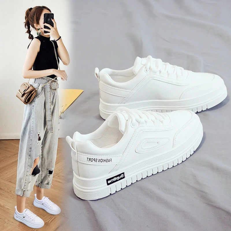 

Женские кроссовки на толстой подошве, белые, осенне-зимние, теплые, 2021