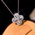 НОВЫЕ геометрические 925 Серебряное ожерелье в форме листов клевера Циркон цепочка с кулоном, для невесты, ювелирное изделие, подарок дамы ожерелье