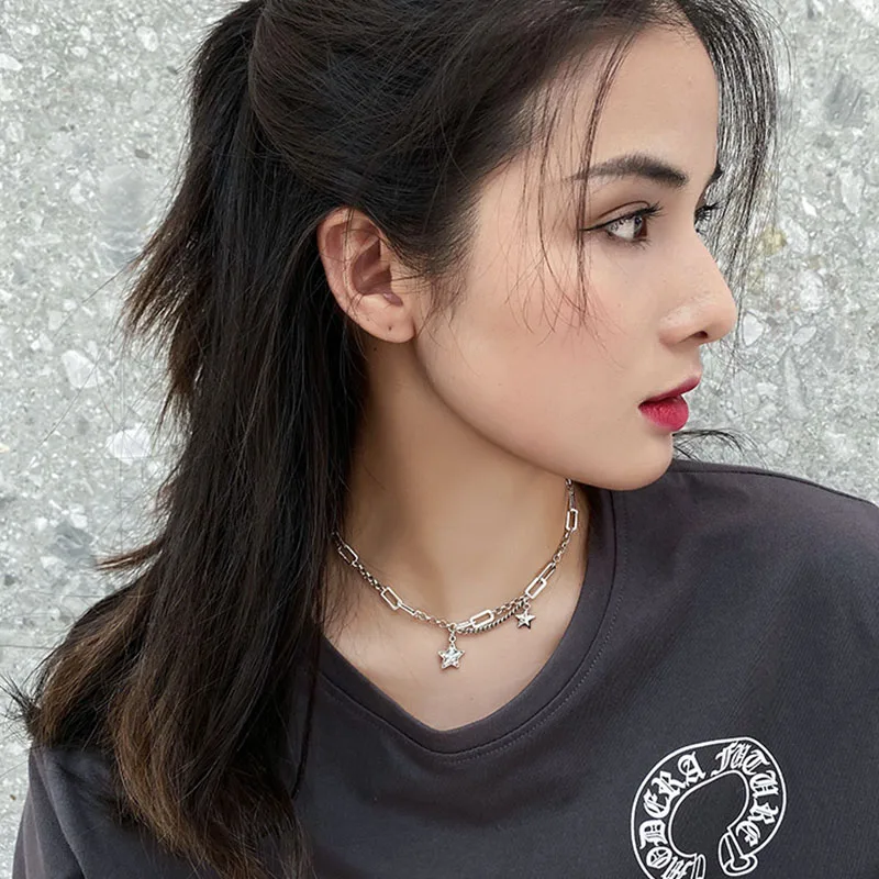 

Hip-hop style does not fade star necklace bracelet female personality trend short clavicle chain simple temperament punk style