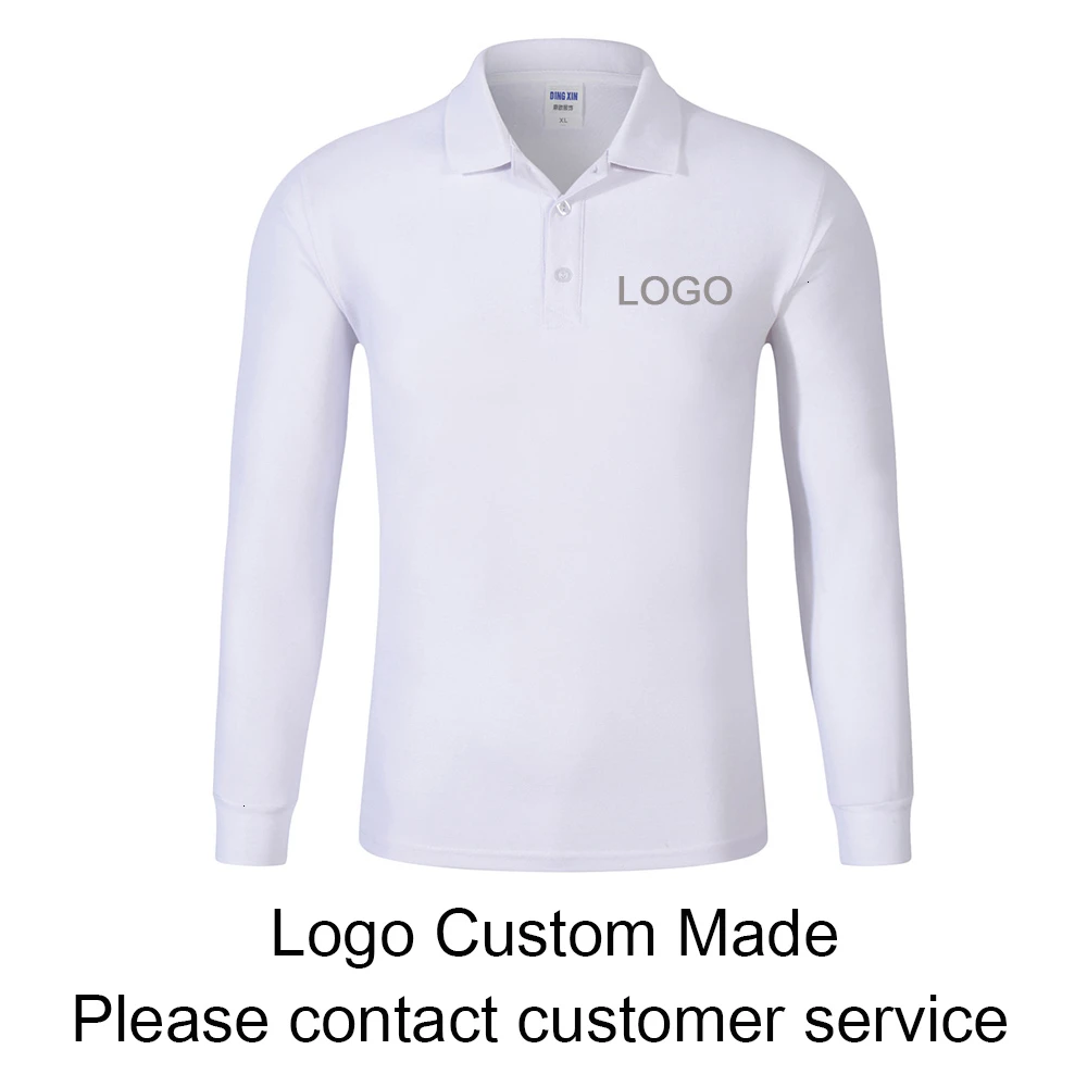 Осенние мужские рубашки поло хлопковые с длинным рукавом одноцветные толстовки