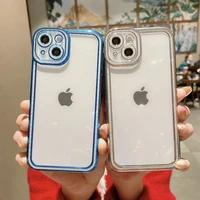 glitter luxury plating clear phone case for iphone 13 12 11pro max mini xs max x xr 7 8 plus lens protection soft back cover
