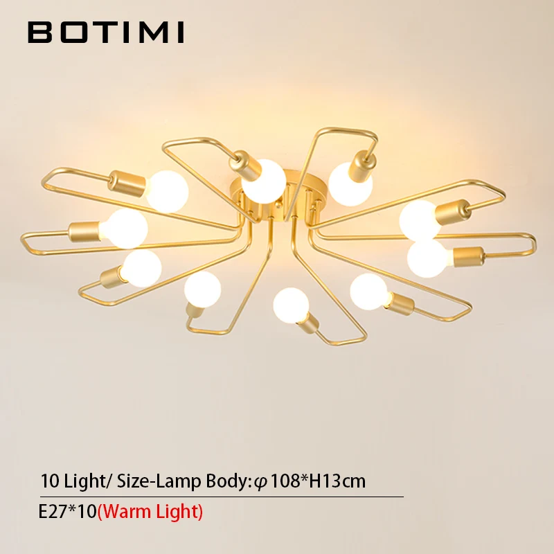 10 Light BOTIMI, новинка, потолочные светильники для гостиной, современный золотой потолочный светильник, изгиб, металлическая поверхность, монтируемая, для спальни, осветительные приборы - Цвет корпуса: 10 Light