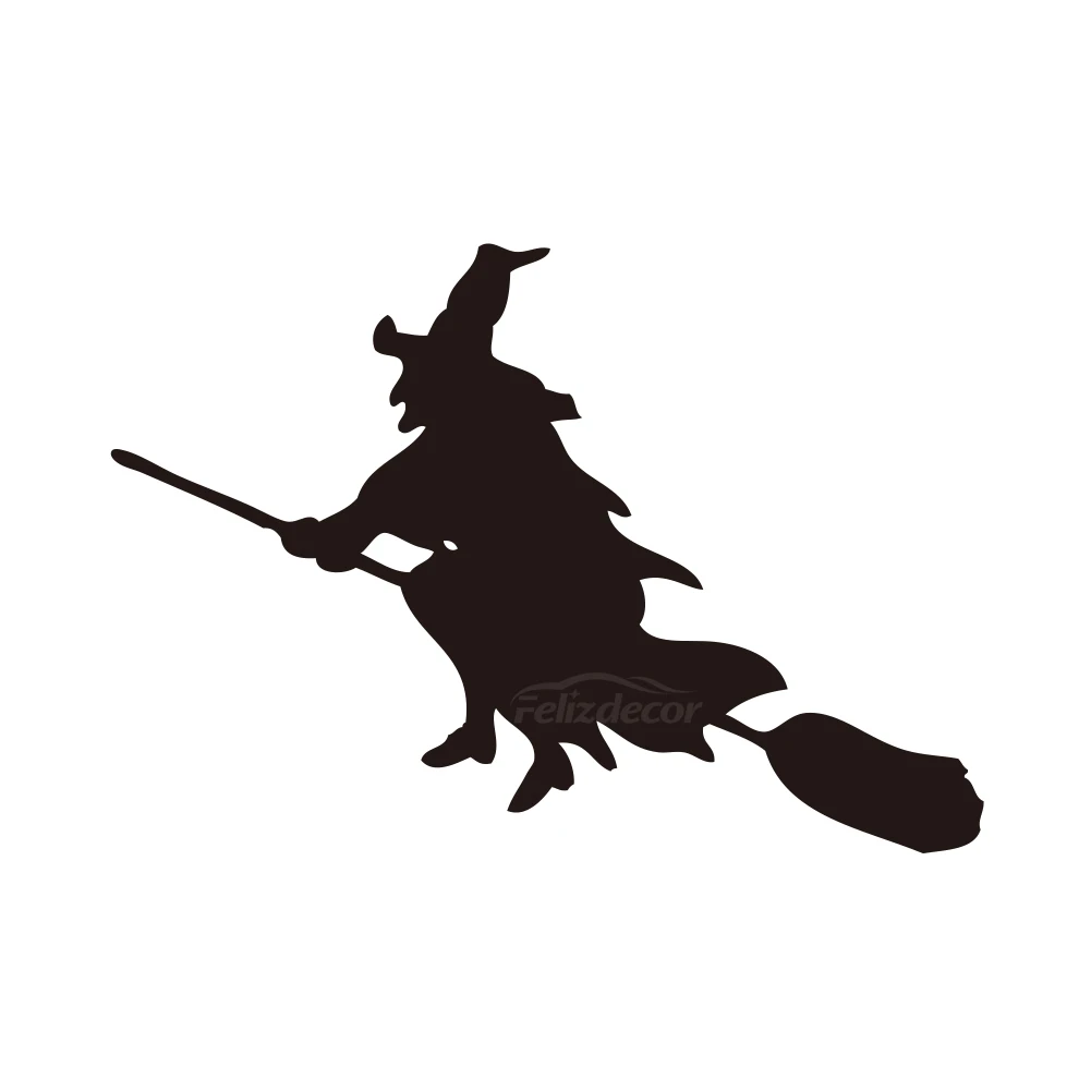 Ведьма езда на метлой в полете виниловые автомобильные наклейки праздничного