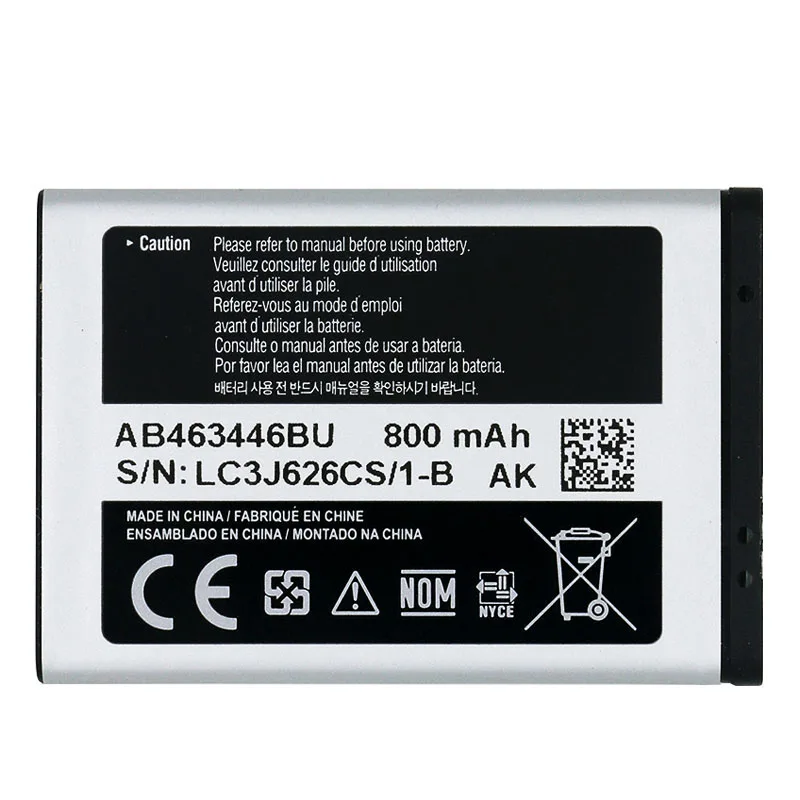 800 мА/ч Батарея AB043446BE AB463446BU AB553446BU для samsung C3300K X208 X160 B309 GT C3520 E1228 E2530 E339 E2330