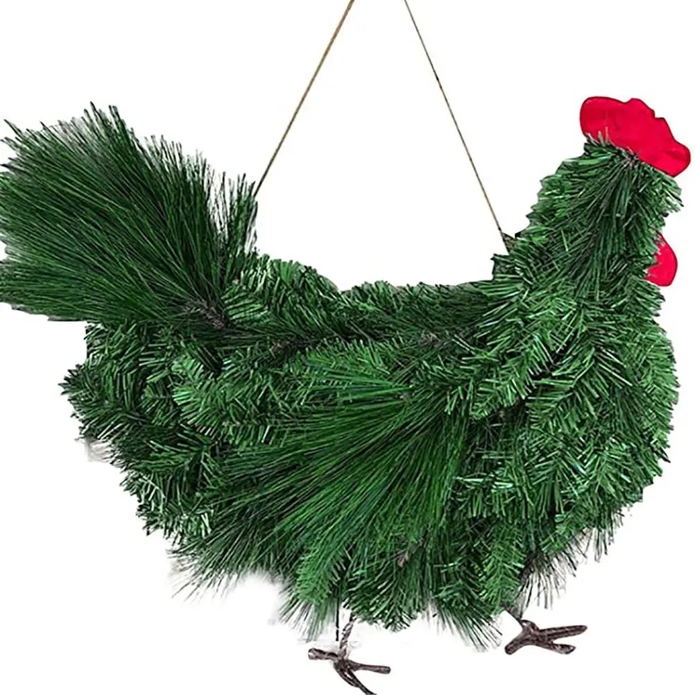 

Rooster Chicken Wreath Simulation Grass Cock Green Rooster Wreath for Front Door Festival Decorative Garden Decor