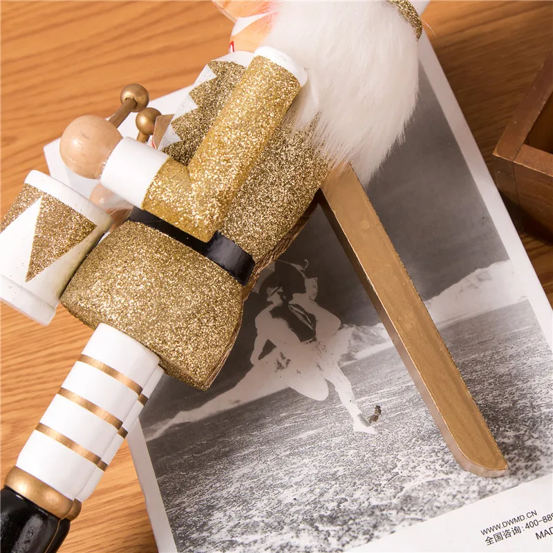 

35cm Vintage Handcraft Puppet Wooden Nutcracker Doll Soldier Home Party Decoration Ornaments Christmas Gifts