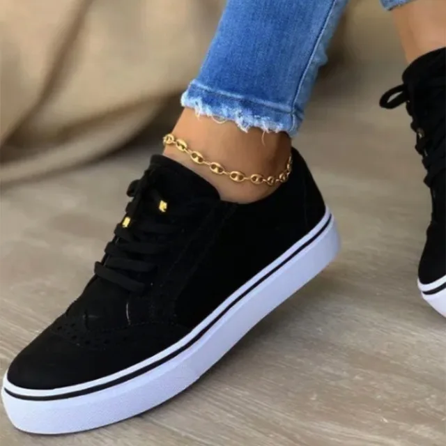 

2021 Women Flats Women's Casual Lace Up Shoes Female Platform Suede Footwear Ladies Comforts Breathable Vulcanized Zapatos Mujer