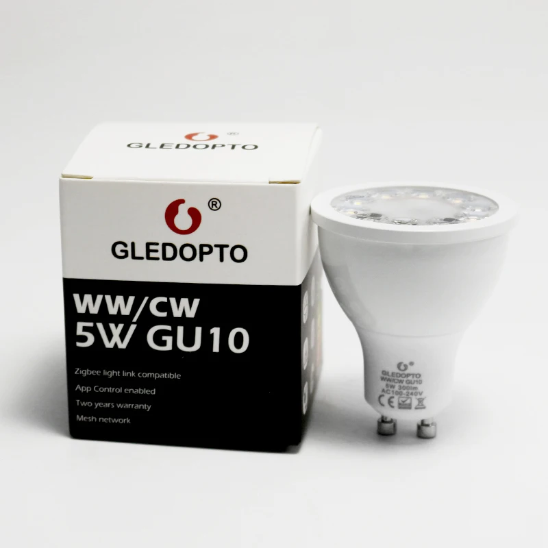 

GLEDOPTO zigbee ww/cw dimmer GU10 bulu LED spotlight 5W ZLL smart APP controll AC100-240V cool white and warm white led bulb