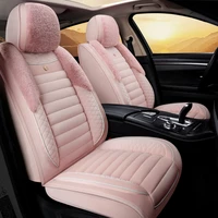 motocovers car seat covers for sedan suv cashere plush 5 pieces full set for front and rear seats fur cushion mats women pink