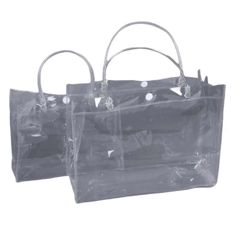 1 Piece Clear Tote Bag PVC Transparent Shopping Shoulder Handbag Stadium Approved Environmentally Storage Bags | Дом и сад