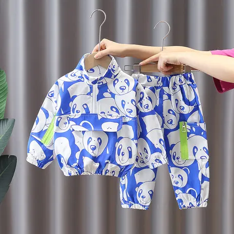 2 шт./комплект, Детская Хлопковая футболка с принтом панды