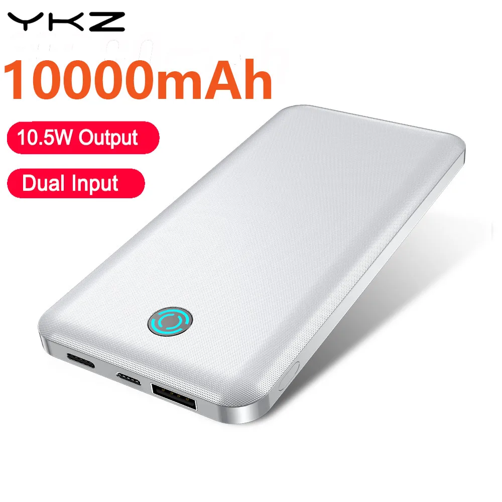 YKZ Power Bank 10000 мАч светодиодный дисплей кабель с разъемом типа C USB портативный