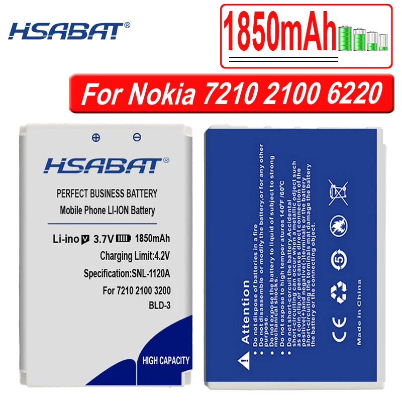 Аккумулятор HSABAT 1850 мАч аккумулятор BLD3 BLD 3 для Nokia 7210 2100 3300 6220 6610 7250 I6260 6200 6610i