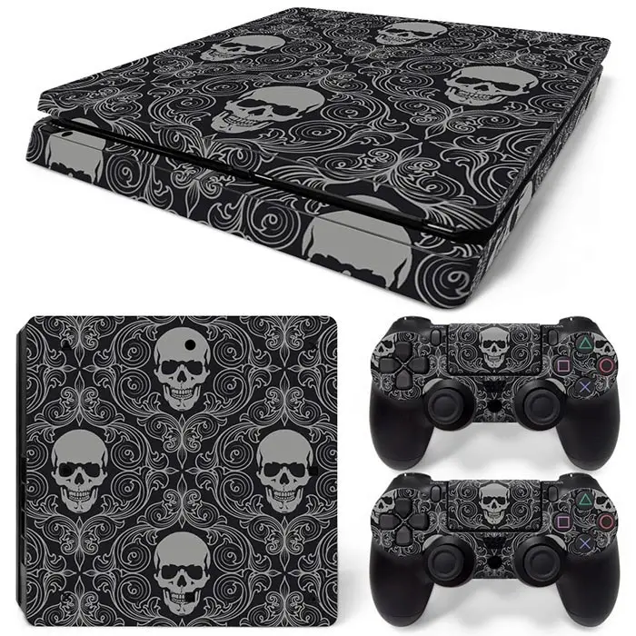 0153 Череп дизайн ПВХ кожи наклейка для PS4 Тонкий консоли и контроллеры стикер s для ps4 тонкий кожи стикер - Цвет: 0153