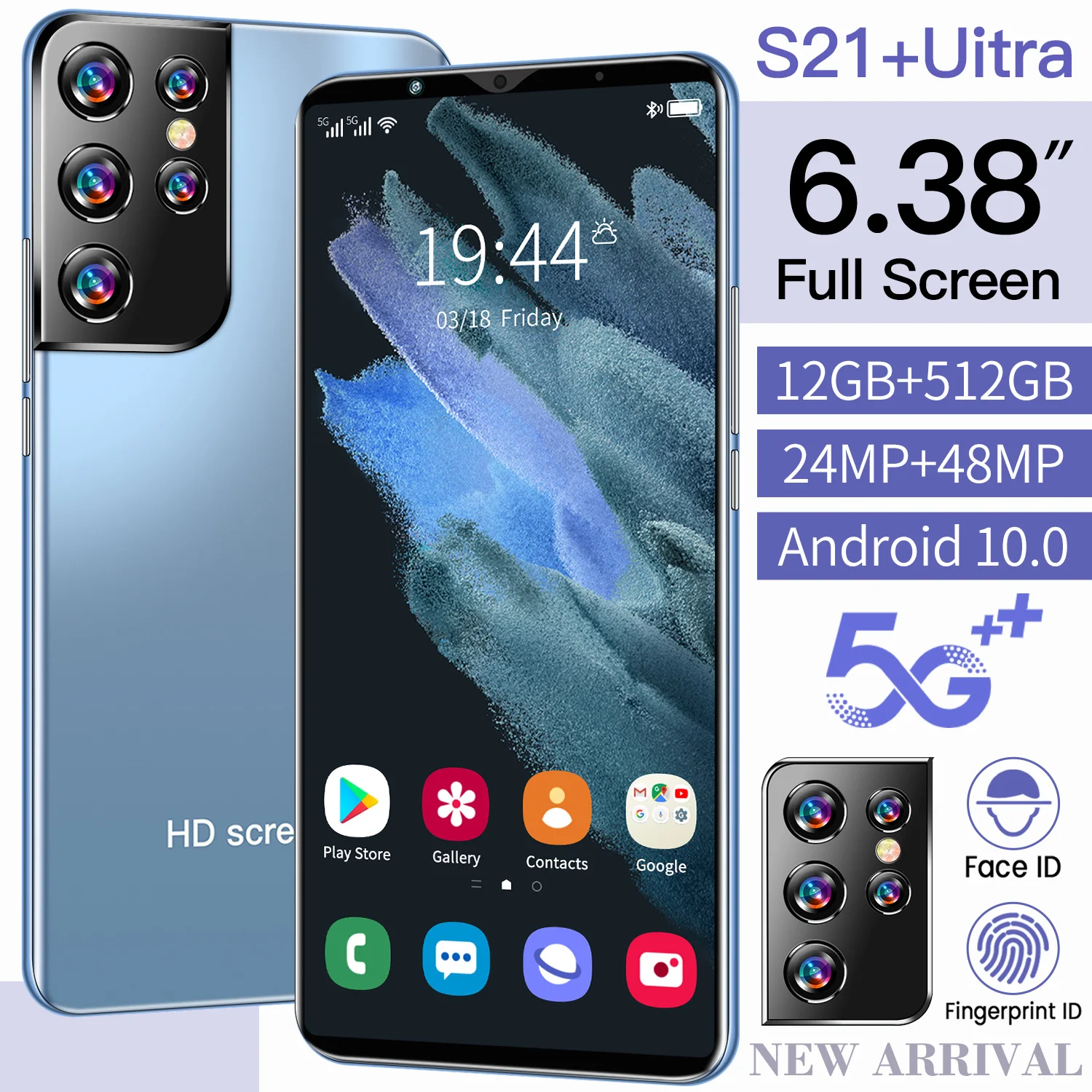 

Global Version Galxy S21 Uitra 8+128GB Dual SIM 5000mAh Mobile Phones 6.38 Inch 1080X2320 24+48MP Android 10.0 Smart Phones