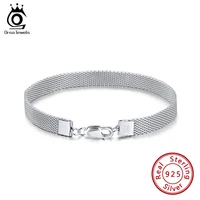 orsa jewels exquisite 7mm mesh link chain bracelet bangle100 925 sterling silver bracelet lobster claw clasp jewelry gift sb68