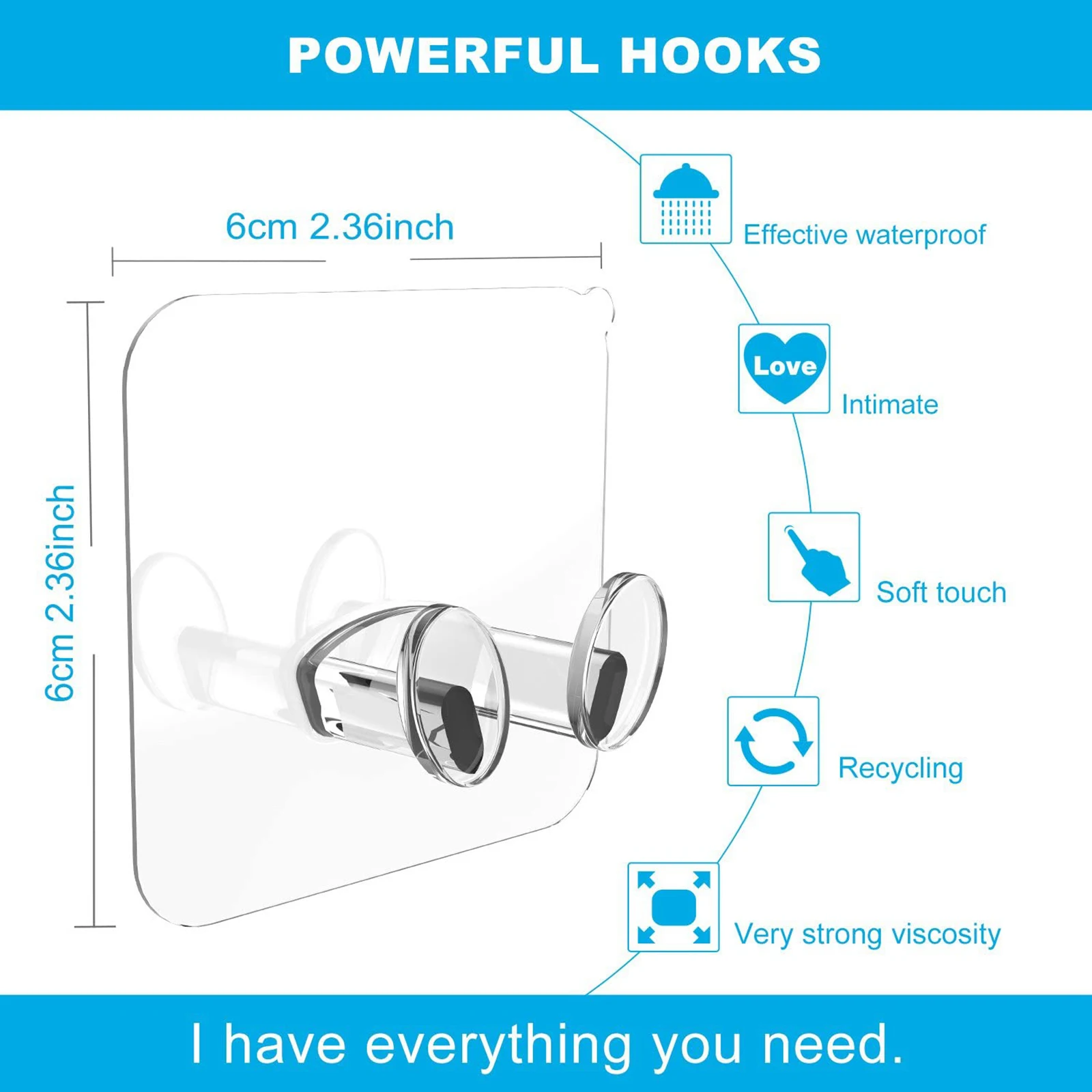 

5pcs Waterproof Self Adhesive Dual Wall Hooks for Razor Towel Holder Hanger
