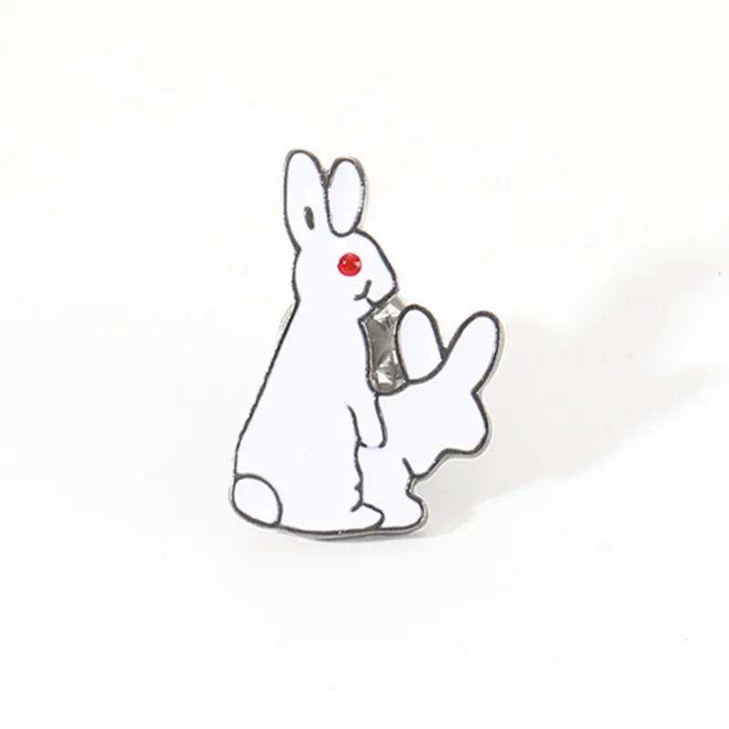 Милый белый кролик брошь мультфильм животное эмаль металлическая пряжка булавка