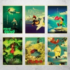 Аниме ретро-постеры Hayao Miyazaki, крафт-бумага, Высококачественная картина для домашнего декора, настенные постеры, купить 3 получить 4