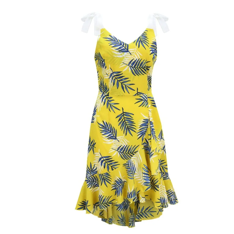 

Boho Summer Women's Dress 2021 High Waist V-Neck Print Mid-Length Midi Dress Fashion Casual Beach Holiday Maxi Dress Sundresses