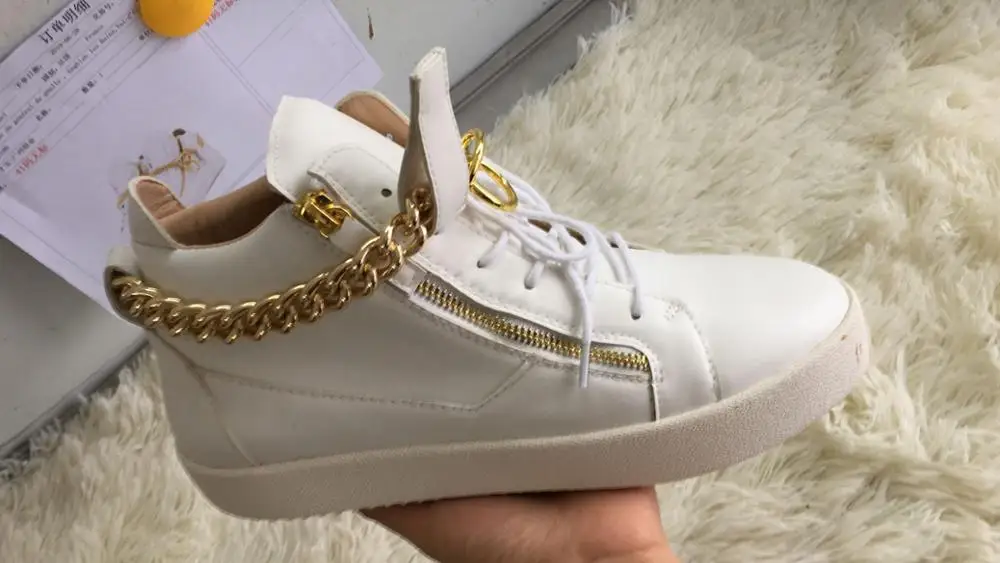 Кроссовки мужские на шнуровке люксовые дизайнерские кеды молнии с металлической