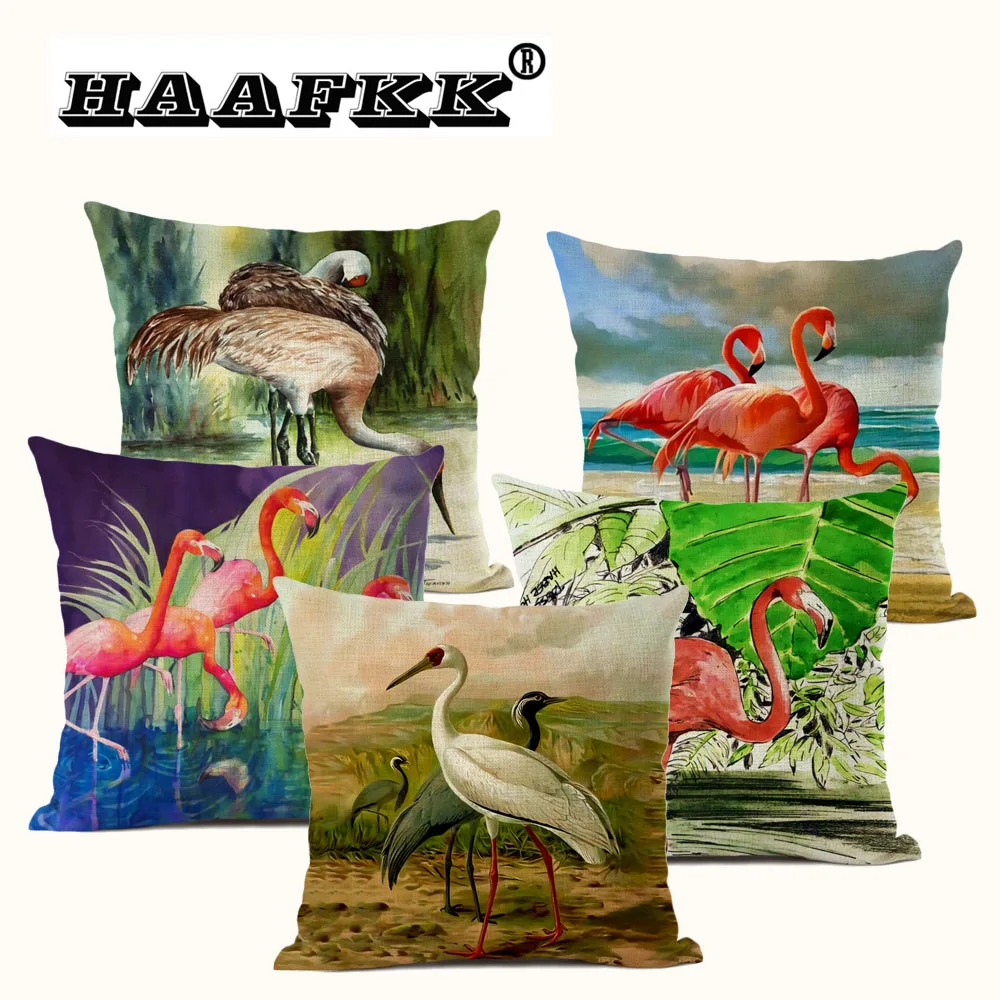 Наволочка в скандинавском стиле декоративная подушка с принтом фламинго 45 х45 см