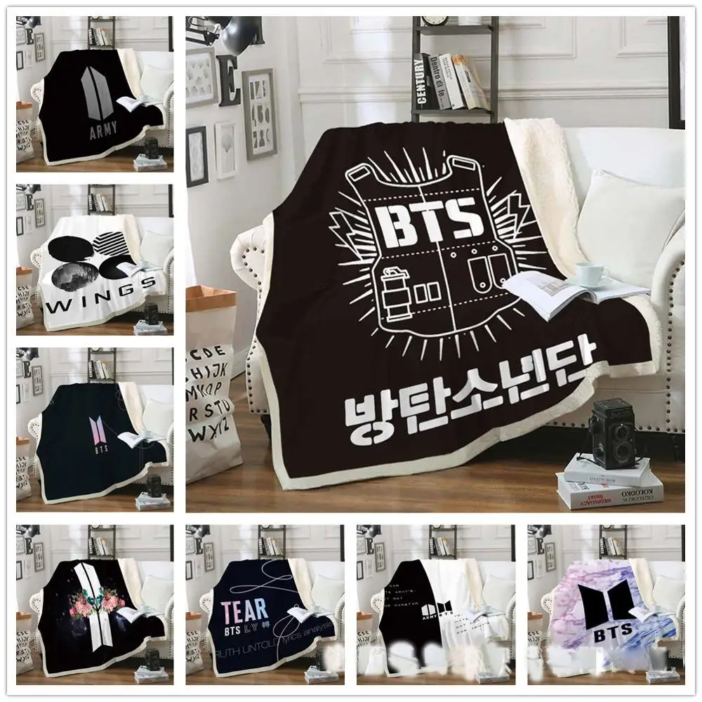 

Custom Soft High-Definition Double Thicken Cashmere Bangtan Boys Kpop BT S Blanket Sofa Cover Carpet
