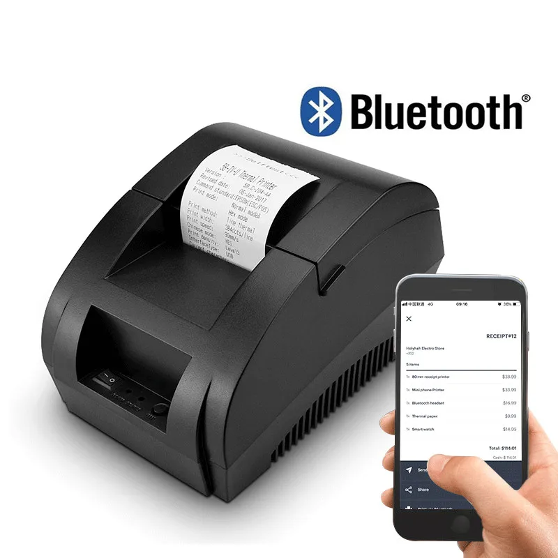 

58mm Bluetooth Thermal Receipt Printer Wireless Pos Printer For Android iOS Mobile Phone Windows Support Cash Drawer