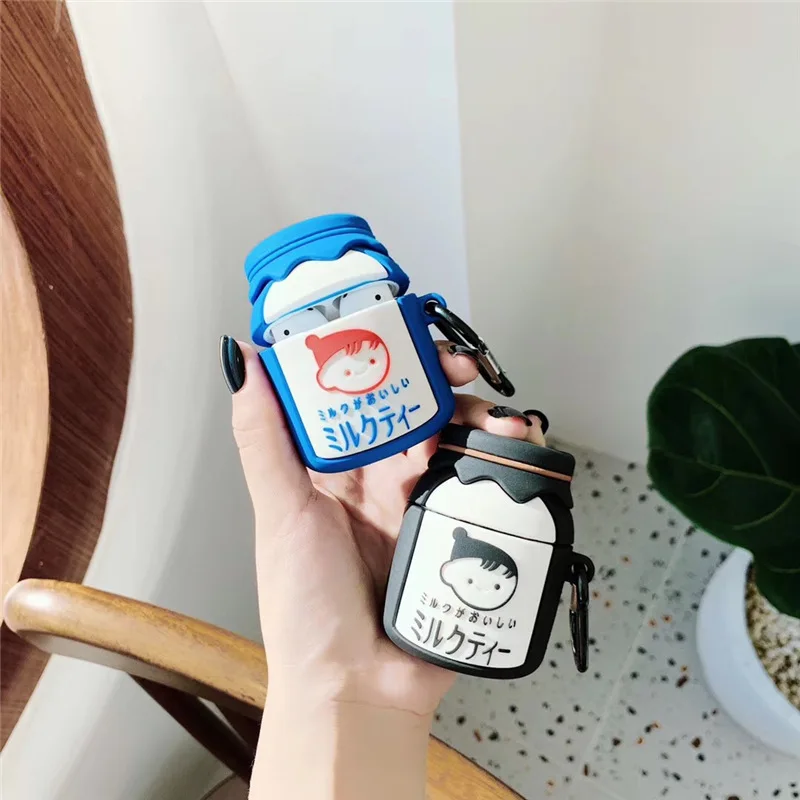 Чехол для AirPod 2 3D бутылочка с коровьим узором мультяшный мягкий силиконовый
