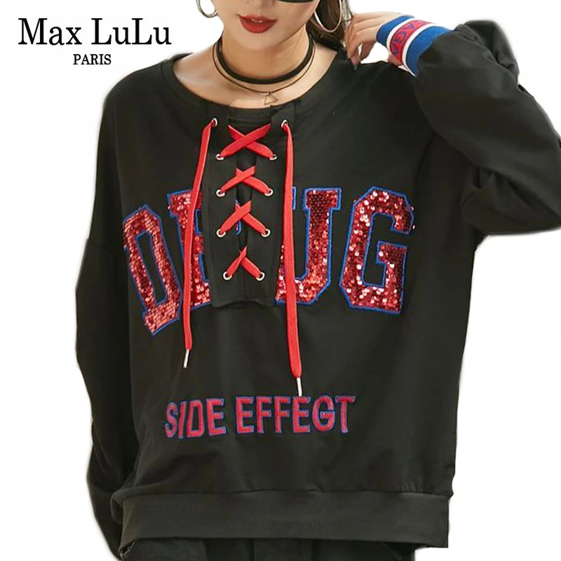Max LuLu Весна 2020 Роскошные корейские женские Топы в стиле панк футболки с принтом