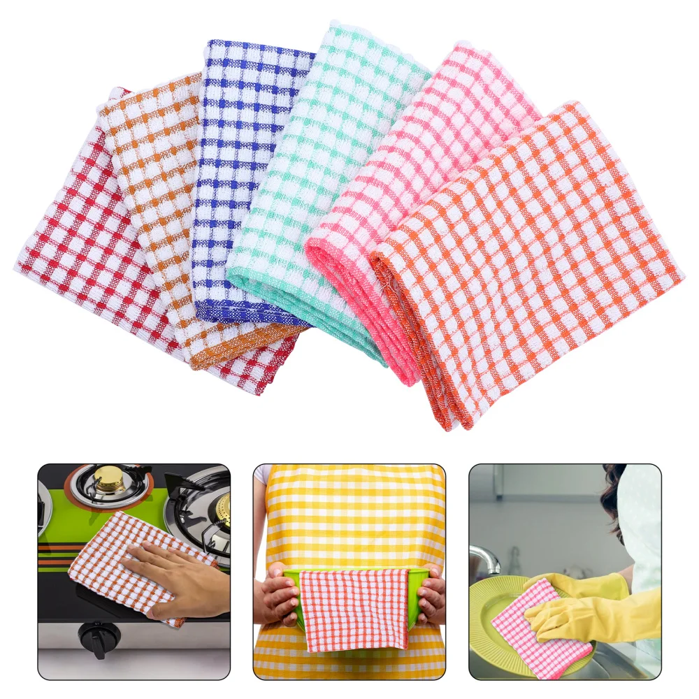 

6Pcs Kitchen Hand Towels Wipe Cleaning Towels Tea Towels (Assorted Color)