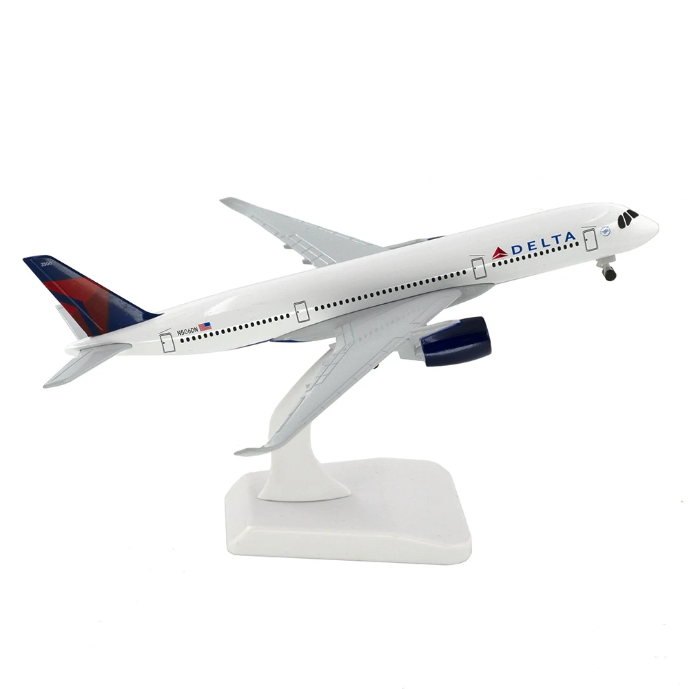 

Самолет самолета Delta Airlines, 18 см, аэробус A350 с посадочным шасси, самолёт из сплава, детский подарок для коллекции украшений