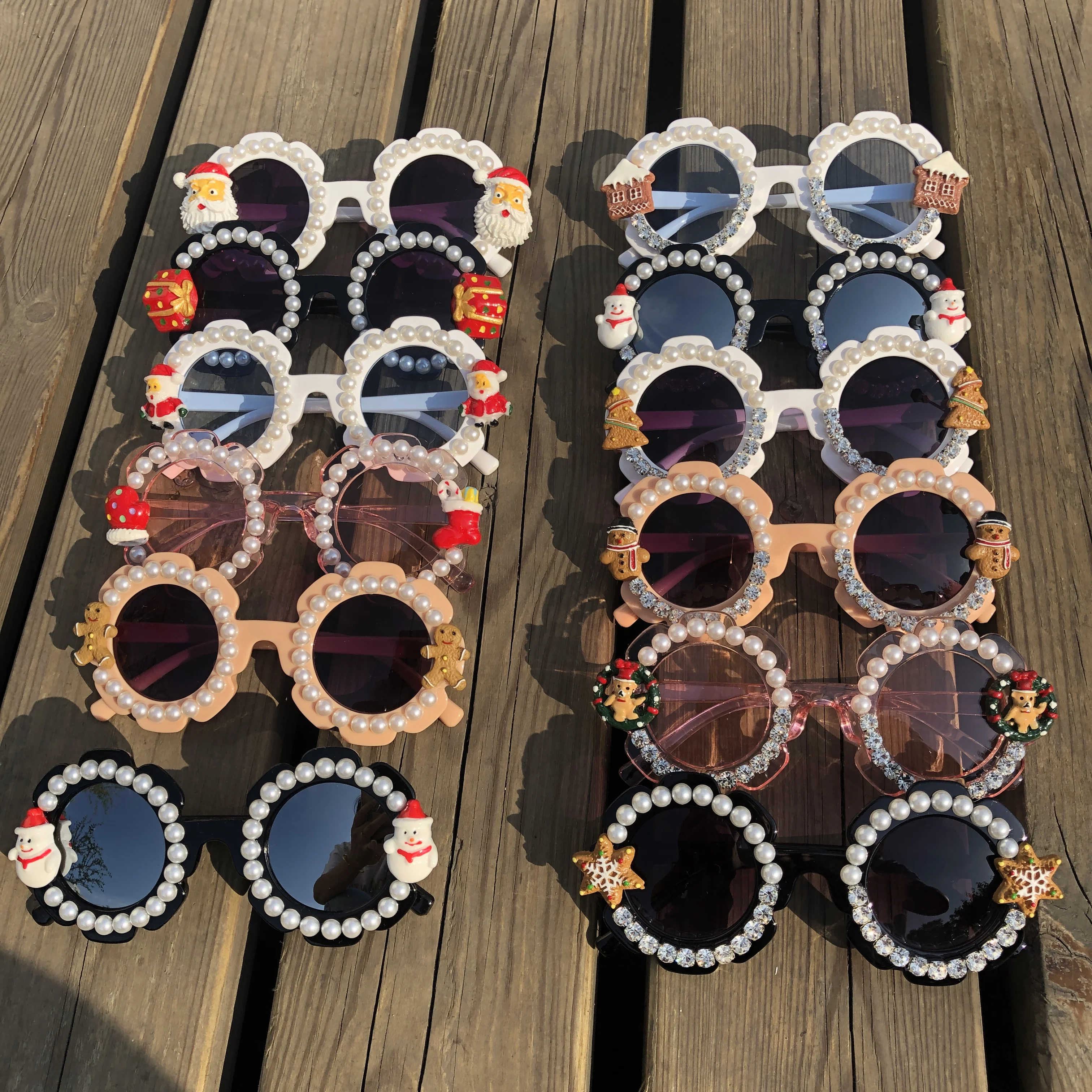 Рождественские дизайнерские детские солнцезащитные очки маленькие круглые