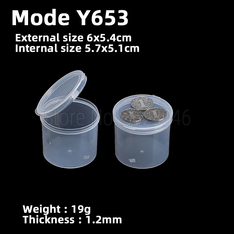 

10 pieces Y653 Round Plastic Case Parts Accessory Organize Storage Screw Sample Transparent Box 5.7x5.1cm