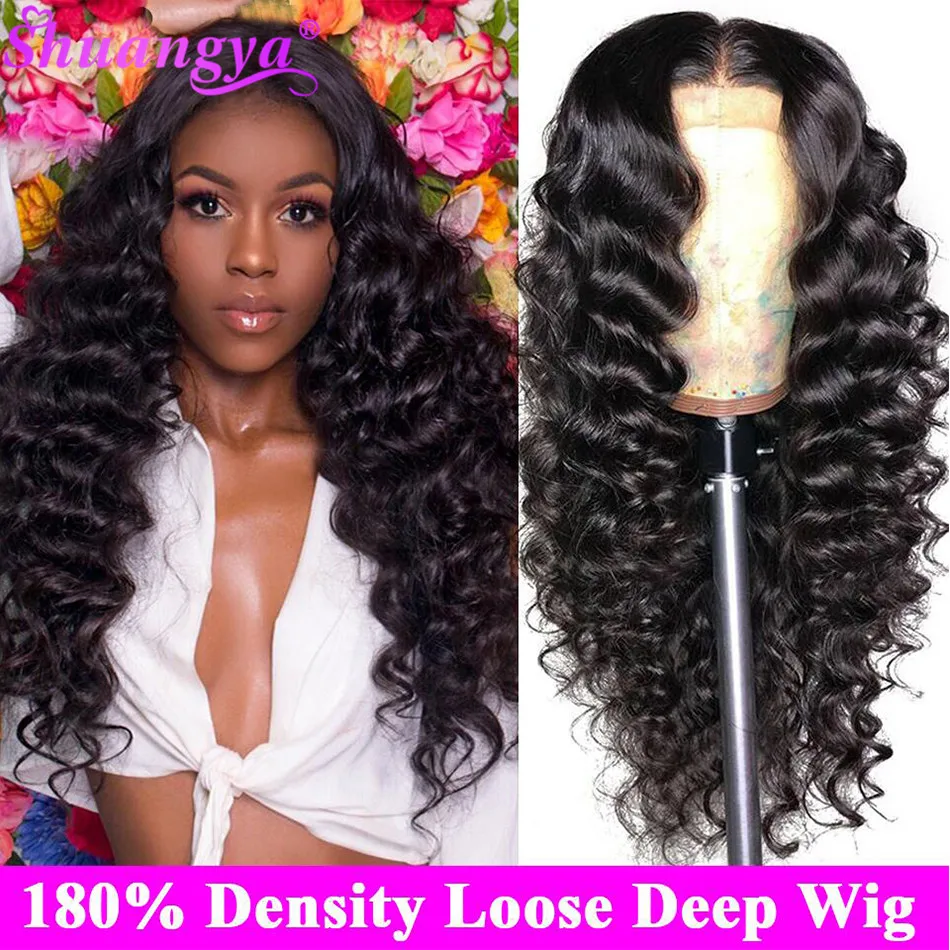 Прозрачный кружевной парик свободные глубокие волнистые кружевные передние