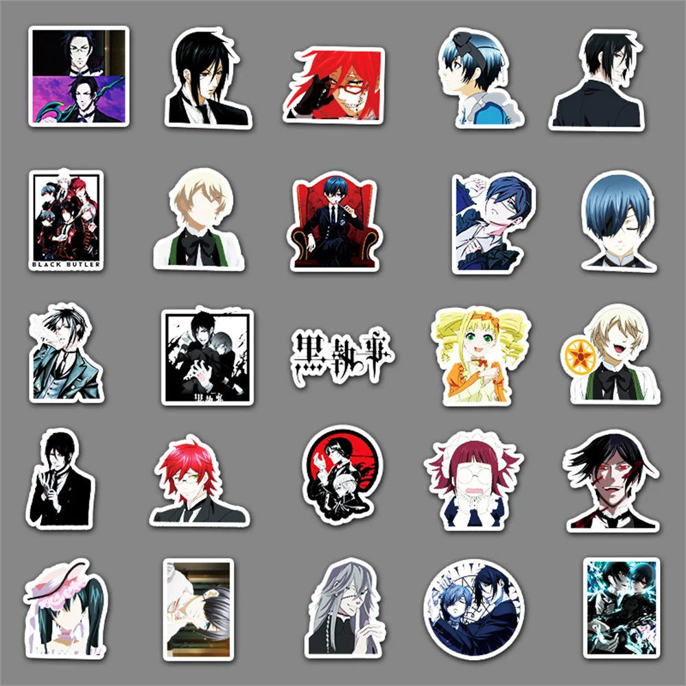 Pegatina de dibujos animados bidimensional para guitarra, decoraci&oacute;n de grafiti de Anime, decono negro, pegatina impermeable, novedad de 2021, venta al por mayor-4