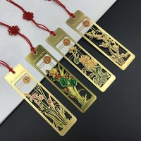 chinese style plum orchid bamboo and chrysanthemum bookmark brass metal bookmark gift student stationery book marks