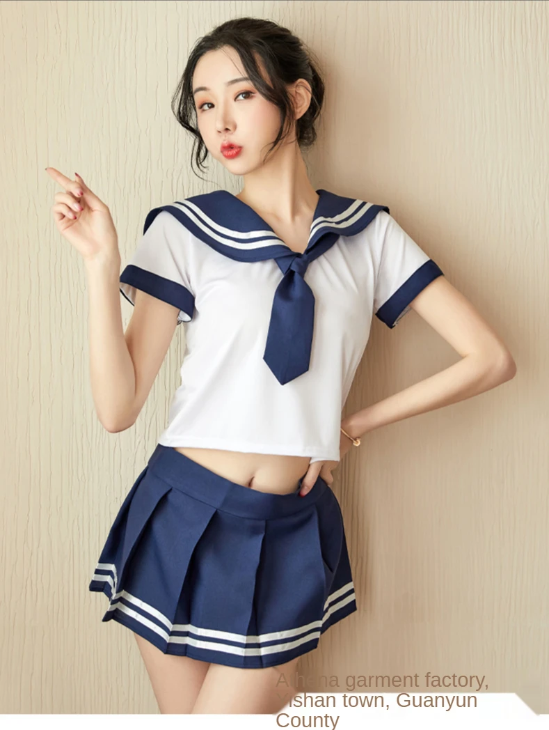 

Sexy jk student uniform seductive adult bib set sexy skirt female sailor suit anchor passion performance costume