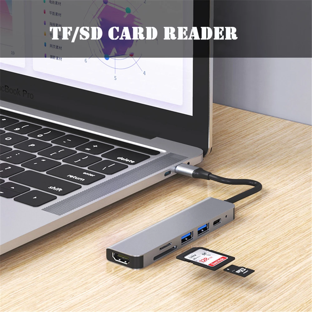 USB Type-c концентратор 6 в 1 C на 3 0 HDMI-совместимая док-станция для MacBook Pro Nintendo Switch USB-C Type