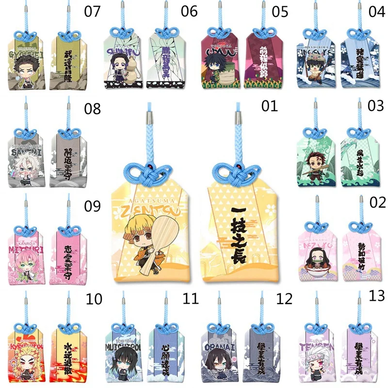 

Demon Slayer Kimetsu no Yaiba Kamado Tanjirou Nezuko Cosplay New Year Good Luck Amulet Pray Bell Pendant Decor Gift
