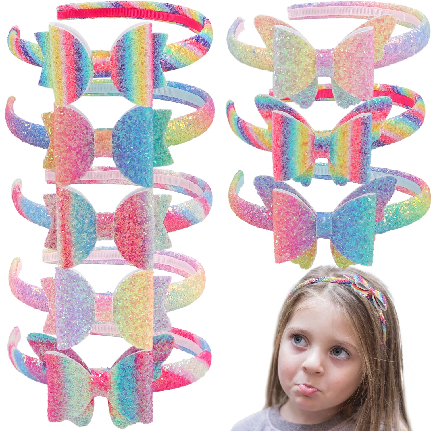 Для девочек 1 штука футболка для с повязкой на голову новые модные блестящие