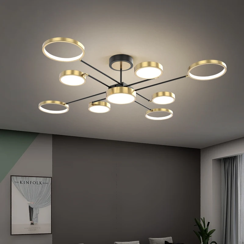 

Скандинавские светодиодные потолочные светильники FANPINFANDO для гостиной, кабинета, черные и золотые кухонные потолочные светильники, комнат...