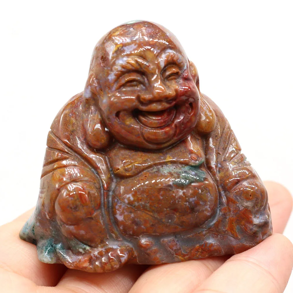 yachu Natural Stone Maitreya Buddha-shaped Transfer Home Decoration Making DIY Jewelry Accessories Size 35x50mm Lucky