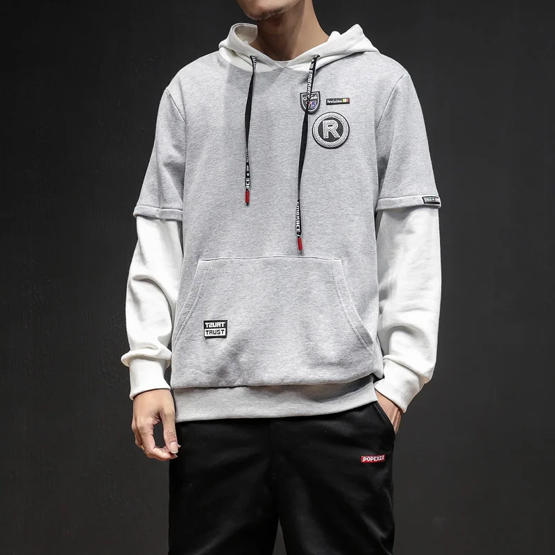 Стильная мужская нарядная толстовка с капюшоном 2019 поддельные двухсекционные