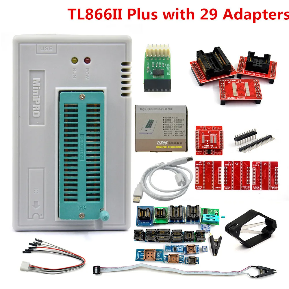 Upmely Original V11.2 TL866II Plus Universal Minipro USB Programmer TL866 Nand Flash AVR PIC Bios with 37 PCS Adapter Mini Chips |