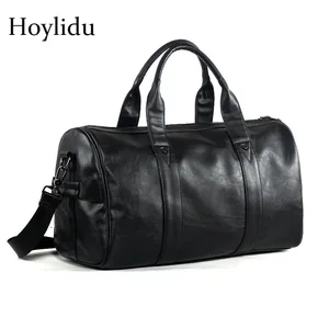 Бесплатная доставка, спортивная сумка популярного дизайна из искусственной кожи для выходных, портативная вместительная мужская деловая дорожная сумка для отдыха, черная сумка