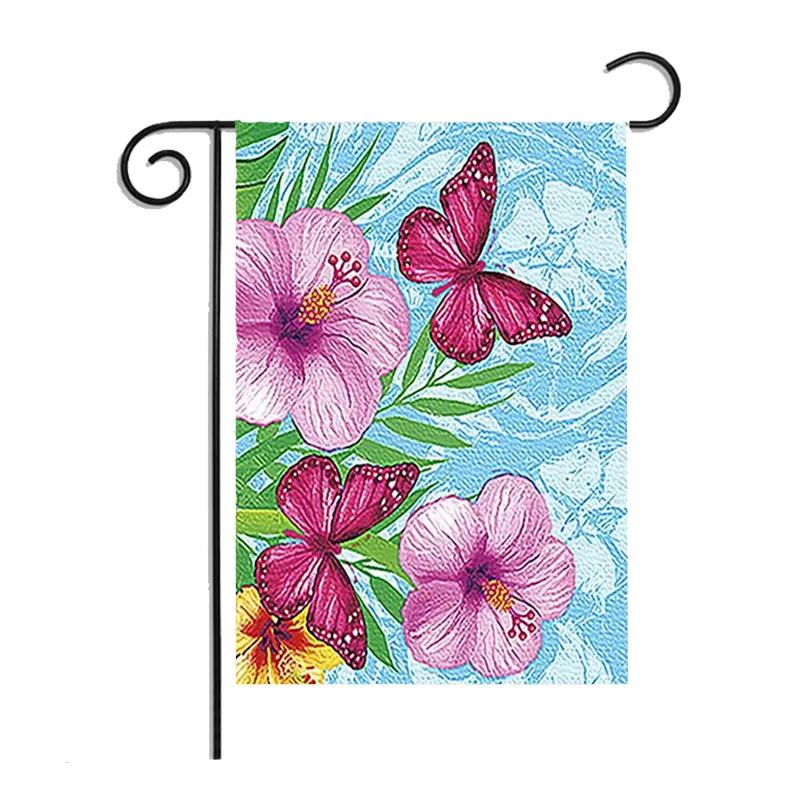 

30x45cm Double Sides Garden Flags Flowers Birds Flax Banner Party Banner Flags DIY Festival Decoration Accessiories