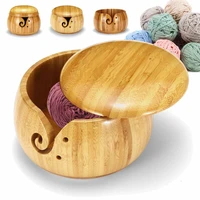 natural wooden yarn storage bowl organizer knitted crocheted wool holder storage bowl home handmade knitting sewing supplies