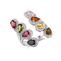 gz zongfa natural tourmaline 925 sterling silver adjustable ring trendy jewelry colorful ring for women